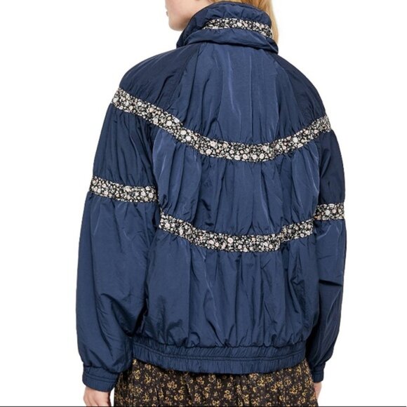 Free People We the Free Navy On My Mind Dolman Puffer Bomber Jacket L - Picture 3 of 11
